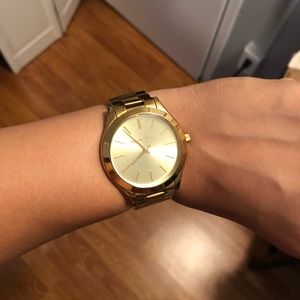 Michael Kors Slim Runway Gold Watch